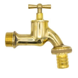 VARIOSAN Outlet Valve 14894, 1/2 Inch, Polished Brass, with Hose Fitting and Toggle Upper Part