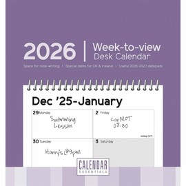 Essential Week-to-View Easel Desk Calendar 2026