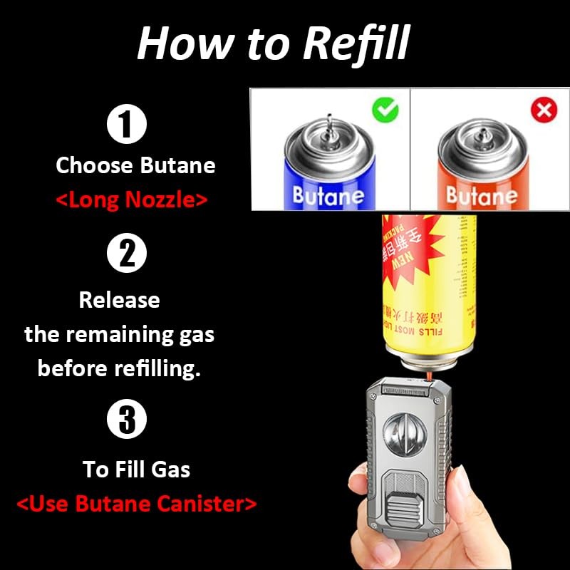 Cigar Lighter Triple Jet Flame Refillable Butane Torch Lighter with