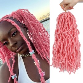 Pink Soft Locs 10 Inch 7 Packs Short Faux Locs Crochet Hair Pre-looped Pink Locs Crochet Hair for Black Women Butterfly Loc Extension(10inch,7packs,Pink)