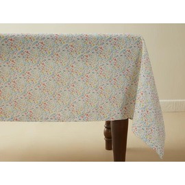 English Home Rectangular Tablecloth with Floral Print Washable Table Cloth Dining Table Cover for Kitchen Birthday Picnic Thanksgiving 150x200 cm, White Pink