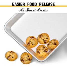 Commercial Quality Baking Sheet Pan Set, Natural Aluminum Cookie Sheet, Umite Chef Warp Resistant Nonstick Baker's Half Sheet Pan, Large Thick Cookie Tray Pans for Baking, Roasting(2 Pack, 18X13In)