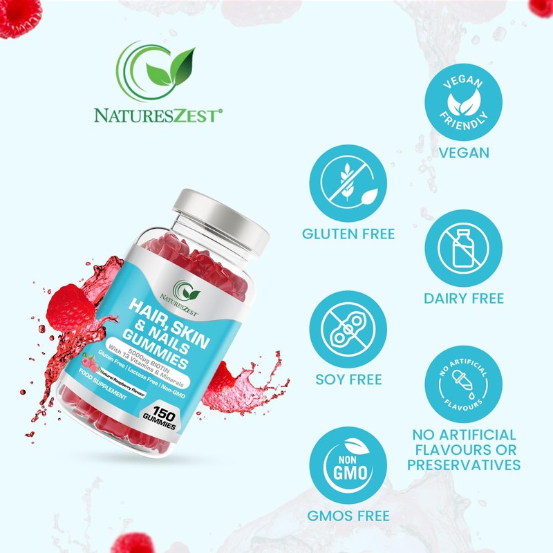 Hair, Skin & Nails Gummies 5000μg Biotin – 13 Vitamins
