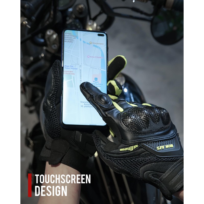 Motorcycle Gloves Breathable Motorcycle Gloves Leather Full Finger Knuckle Protection