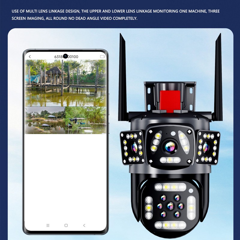 Triple Lens Security Camera 8MP 4K Full Color Night Vision