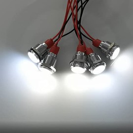 Gebildet 5pcs 12mm LED Metal Indicator Light AC/DC 12-24V Waterproof Signal Lamp Pilot Dash Directional with Wire(White)