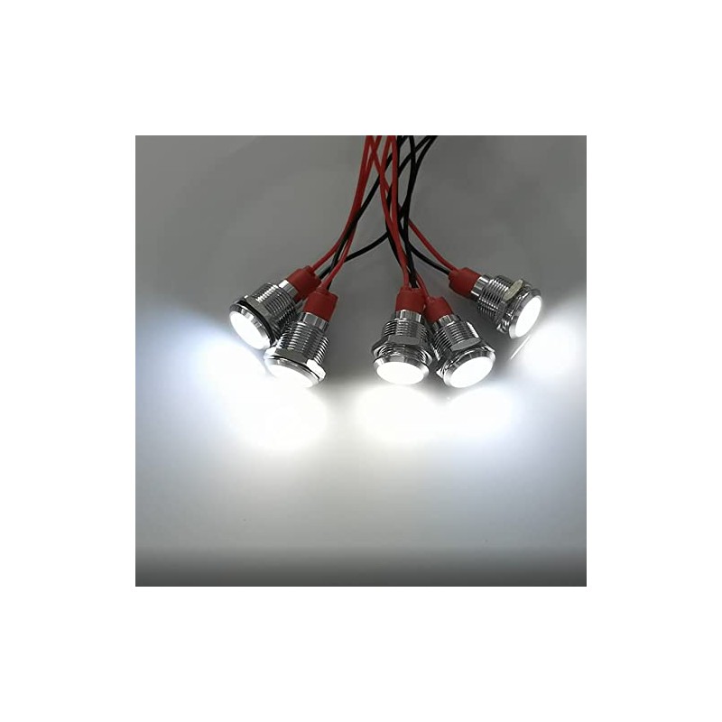 Gebildet 5pcs 12mm LED Metal Indicator Light AC/DC 12-24V Waterproof