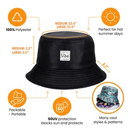 Vibe Festival Gear Bucket Hat Unisex for Men Women Fashion Fishing Hat Cute Fishing Hat, black