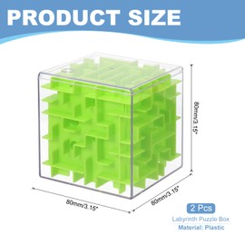 YOKIVE 2 Pcs Labyrinth Puzzle Box, Puzzle Cube Funny Labyrinth Game Puzzle Box Mind Teasers Leisure Toys, Great for Teens and Adults Birthday Gifts Party Favors (Green, 3.15-Inch)