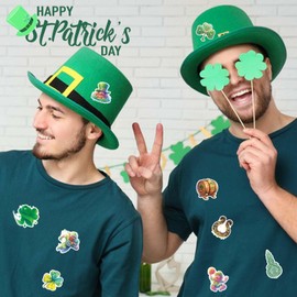 VERKSTAD 105 Pcs St. Patrick's Day Stickers: Multicolor, Vinyl, Celtic & Cartoon Style, Round Shaped, Indoor Use, Perfect for St. Patrick's Day & Holidays
