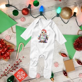 Christmas Penguin Romersuit Baby Boy Girl Xmas Wildlife Babies Sleepsuit, 6-12 Months, Red