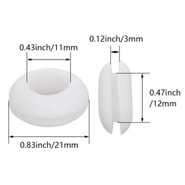 Heyiarbeit Rubber Grommet 100Pcs 4/9-Inch / 12mm Inner Hole Oil Resistant Armature Rubber Grommets for Wiring Cable White