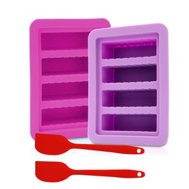 2 Packs Silicone Butter Mold, Butter Tray with Lid, Large Butter Maker with Silicone Spatula, Rectangle Container for Homemade Herbed Garlic Butter Brownies Soap Bar Energy Bar