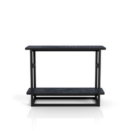 HOMES: Inside + Out Valen Transitional 1-Shelf Metal Frame 32 in. End Table for Living Room, Bedroom Bedside Storage, Rustic Navy Blue
