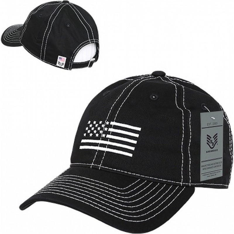 Rapiddominance Relaxed Graphic Cap,White US Flag, Black