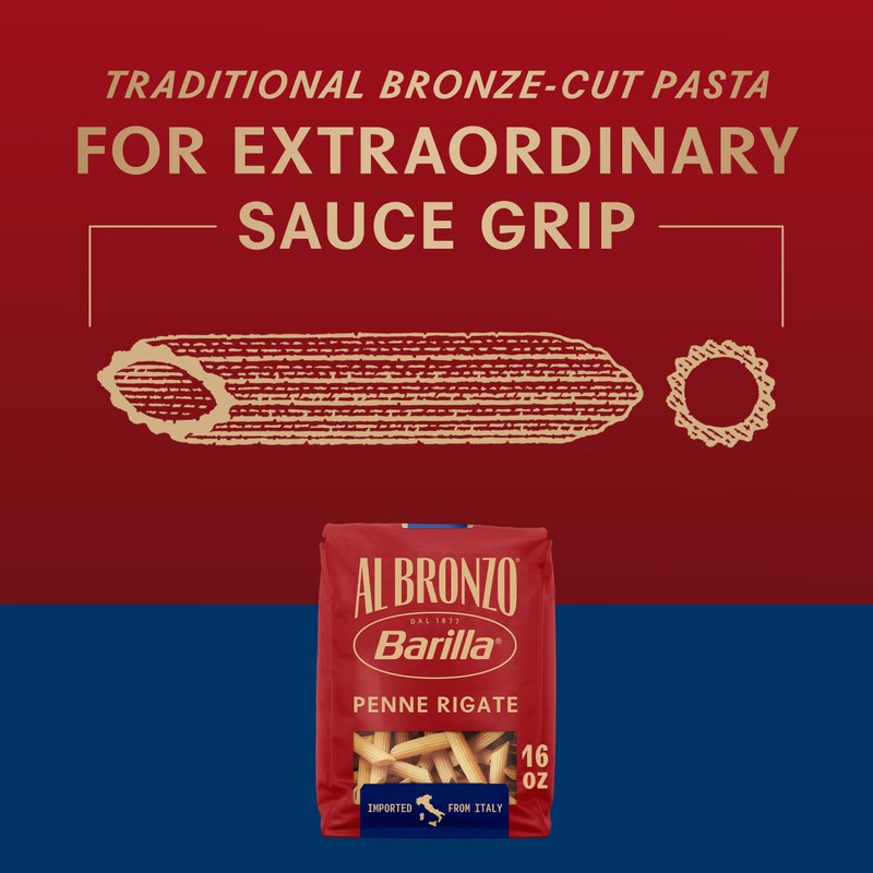 Barilla Al Bronzo Penne Rigate Pasta (1 lb), Bronze Cut
