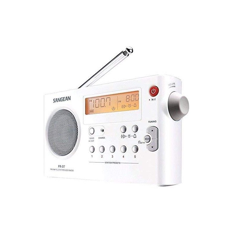 Sangean PR-D7 Digital Portable Radio with Built-in Battery Charger, AM/FM,