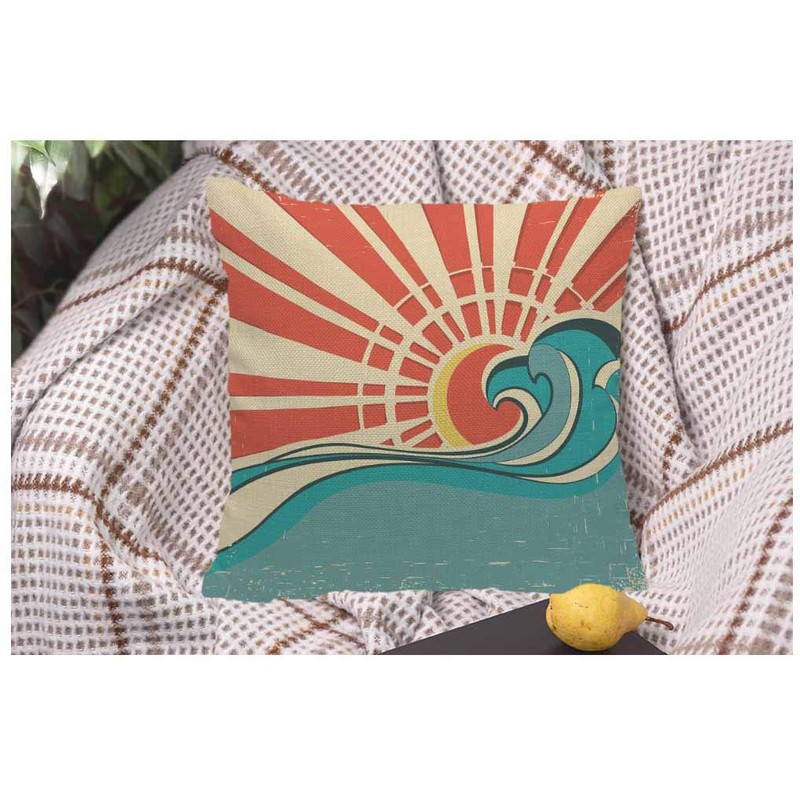 WONDERTIFY Throw Pillow Cover Case Vintage Waves Nature Sun and