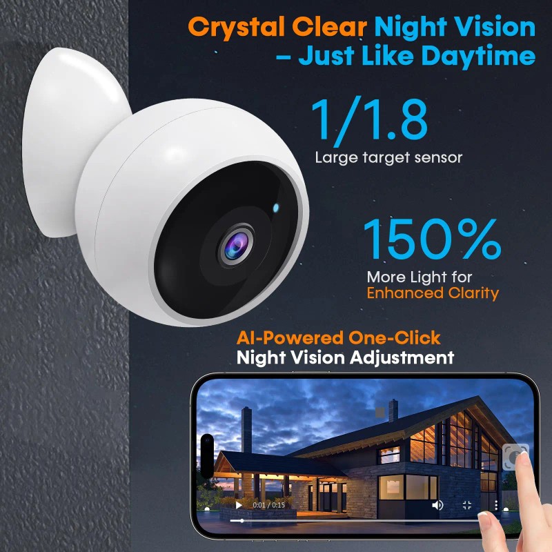 2-Pack Wireless Magnetic Security Cameras 2K WiFi with AI Motion