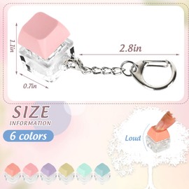 Whaline 12Pcs Keyboard Fidget Toys 6 Pastel Colors Finger Keyboard Key Chains Stress Relief Keycap Keychains for Decompression Gift Backpack Handbag Accessories