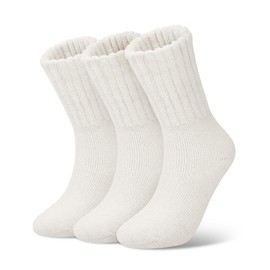 Loritta Womens Wool Socks Warm Winter Thick Thermal Hiking Casual Crew Work Boot Socks,White