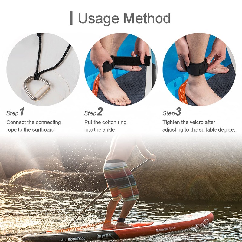 Tusenpy 10 ft Surf Leash, Retractable Surfboard Leash, Safety Lead,