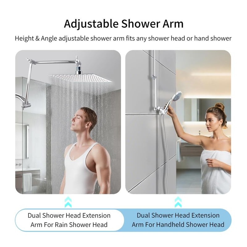 19 Inch Shower Head Extension Arm, Upgrade Flexible Height &