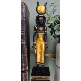 Egyptian Standing Goddess Of Magic And Healing Ra Isis With Sun Disc Figurine