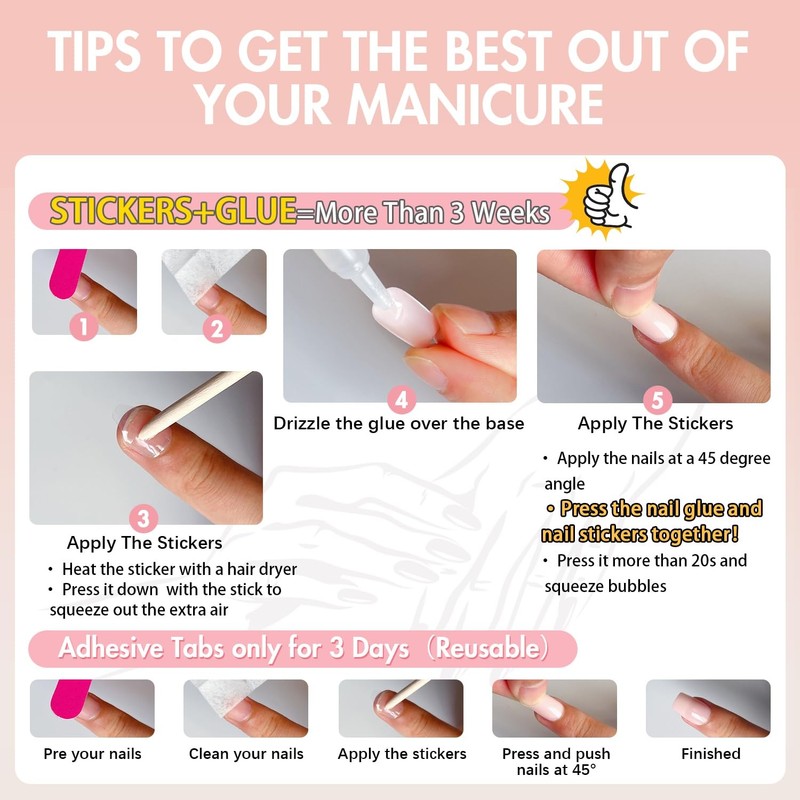 30 Pcs Red French Tip Press on Nails Short Square