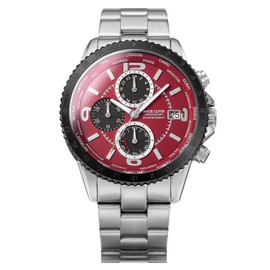 Angel Clover Mondo Solar Men's Casual Watch, Red x Silver (Bracelet), Bracelet Type