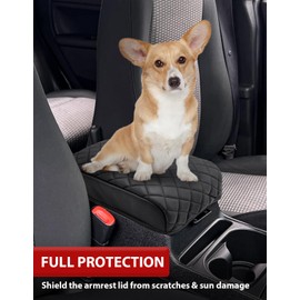 KBH Center Console Armrest Cover for Jeep Commander & Grand Cherokee 2005 2006 2007 2008 2009 2010, Customized Middle Console Protector, PU Leather, Anti-Scratch, Black