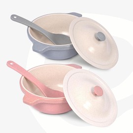 CHITKI Earth Friendly Serving Bowls with Lid | Microwave Safe | Made with Rice Husk and Bamboo Fibers | 1250 ml Each | Set of 2 | Azure-Innocent