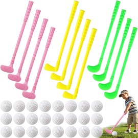 24 Pcs Plastic Mini Golf Clubs for Toddlers, Kids Golf Birthday Party Favors, Kids Clubs and Balls Toy Set, Toddlers Outdoor Indoor Lawn Sports for Boys Girls Party Supplies(Bright)
