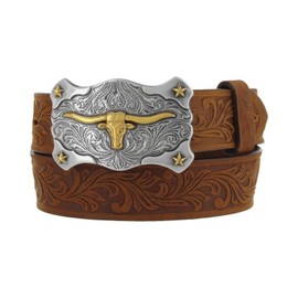 Tony Lama Boy's Brown Tooled Little Texas Belt Brown 24