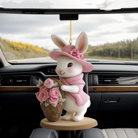 Holiday Car Pendant - Decorative Car Accessories | 2D Acrylic Valentine's Day Hangable Ornament, Cartoon Cow Bunny Interior Accessories for Bags