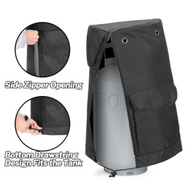 SAMDEW 30 lb Propane Tank Cover with Side Flip Flap & Stable Tabletop Feature, Outdoor Propane Tank Cover for 30 lb Propane Gas Cylinder, with 2 Storage Pockets, Water & Wear-Resistant, Bag Only