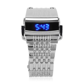Cyrank Digital Watch, Men's Retro Digital Watch Work Watch Fashion Minimalist Alloy with LED Digital Display Watch Men's Watch Simple Digital Watch for Daily Business (Silver)