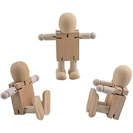 VOANZO 5pcs Cute Fidget Wood Robot Block Action Figures Model Theme, Birthday Party Gif