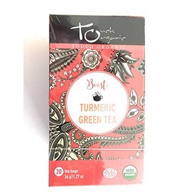 Touch Organic Tea Turmeric Green Tea, Organic 20 Tea bags, 1.27 oz. (Pack of 1)