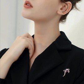 Rhinestone Gecko Lizard Brooch Pin for Women Girls Gold Plated Fashion Crystal Animal Brooches Lapel Pins Cute Dress Accessories Holiday Birthday Theme Party Jewelry Unisex Gift Souvenir (Blue)