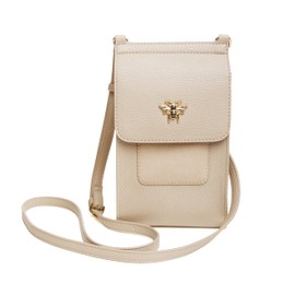 Alice Wheeler Vegan Leather Mini Bloomsbury Crossbody Phone Bag Bee (Stone)