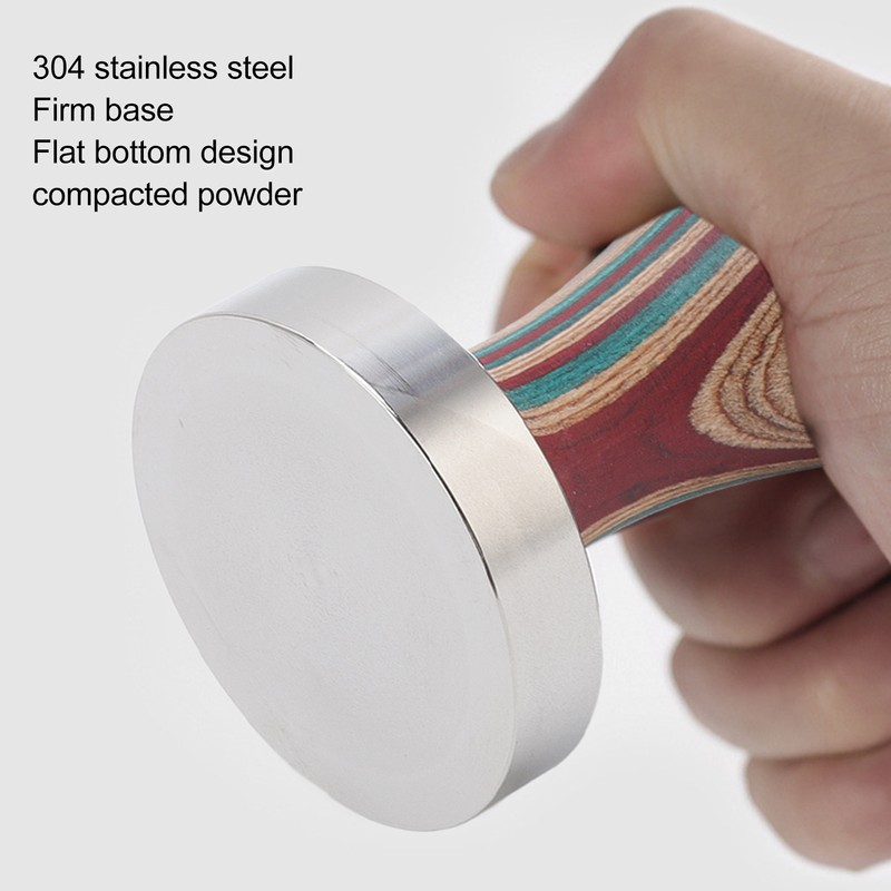 Colorful Wood Coffee Flat Tamper Stainless Steel Base Powder Hammer