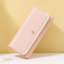 FEIBOON Women's Wallets RFID Blocking Leather Trifold Clutch Slim Wallet Ladies Purse Credit Card Holder Travel Wallet (PINK)