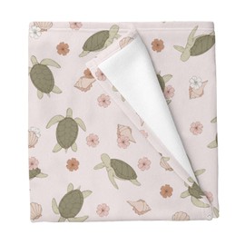 Summer Turtle Floral Baby Blankets for Boys Girls Sea Turtles Boho Flowers Seashells Conch Swaddle Receiving Blanket Ocean Animal Soft Swaddling Wrap for Unisex Newborn 30x40in