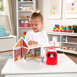 Melissa & Doug Magnetivity Magnetic Tiles Building Play Set – Fire Station