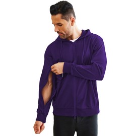 Deyeek Dialysis Sweatshirts with Arm Zipper Jacket Full-Zip Lightweight Hemodialysis Cotton Jacket with Pockets Black