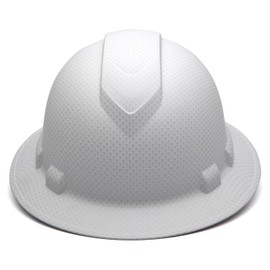 Pyramex Ridgeline Full Brim Hard Hat 4 Point Ratchet Matte White Graphite Pattern