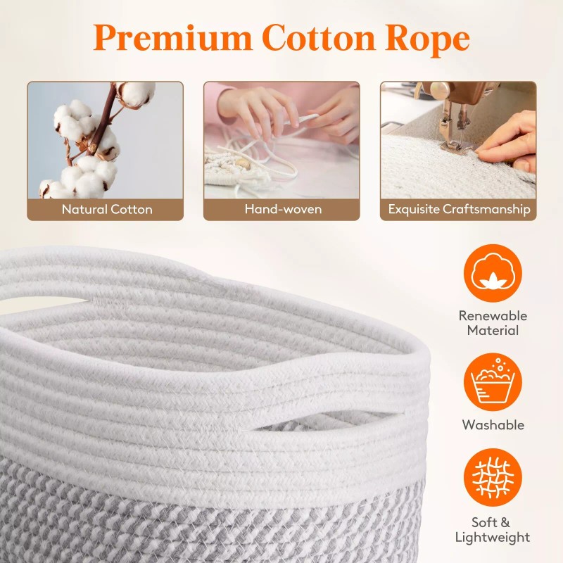 Lifewit 6 Pack Woven Baskets for Storage, Cotton Rope Baskets