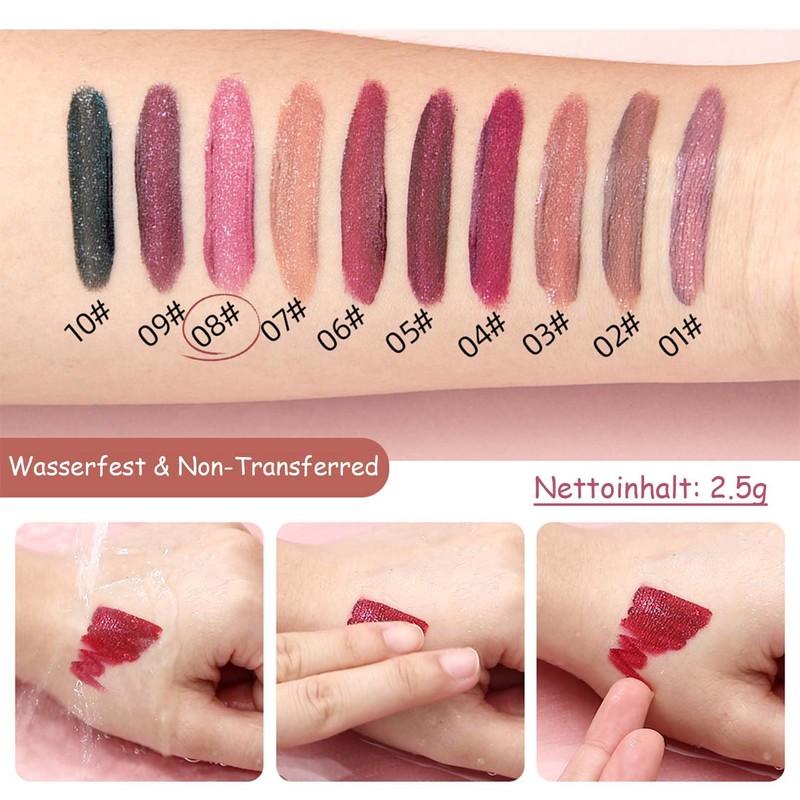Glitter Lip Gloss Matt, Liquid Lipstick with Diamond Sparkles, 3D