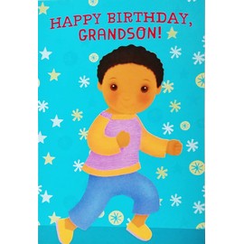Happy Birthday Grandson Greeting Card - Hope You'll Be Dancing and Smiling and Laughing and Loving (Black African American)